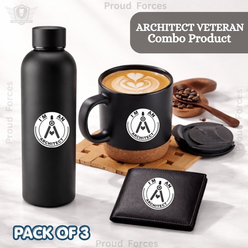 Architect Premium Combo Pack of 3 – Bottle, Coffee Mug & Leather Wallet