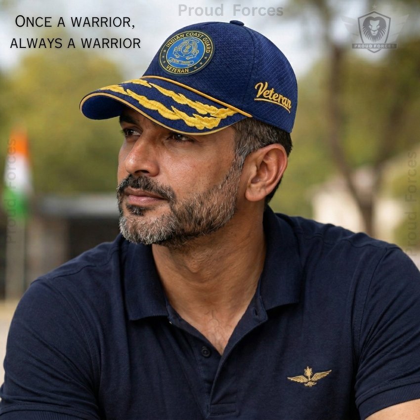 ICG Flag Officers’ Veteran Baseball Cap (Blue Color) - Premium Quality