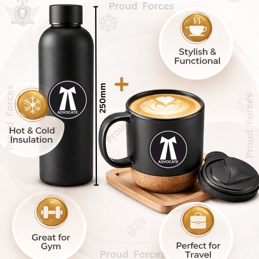 Advocate Matte Finish Bottle & Coffee Mug Combo Set