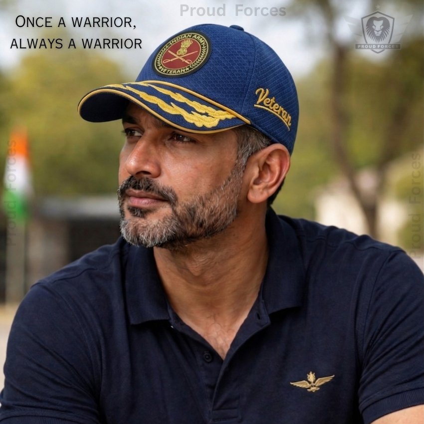 Indian Army Flag Officers’ Veteran Baseball Cap (Blue Color) -Premium Quality
