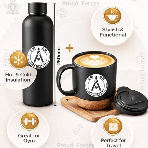 Architect Matte Finish Bottle & Coffee Mug Combo Set