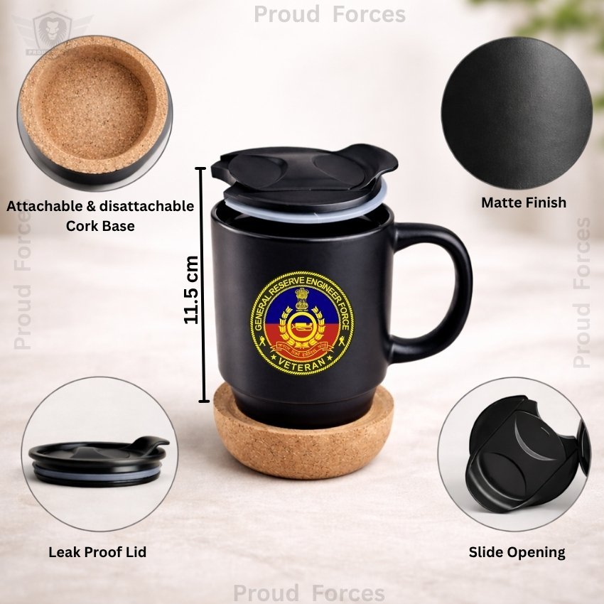 GREF Veteran Matte Finish Coffee Mug with Cork Base