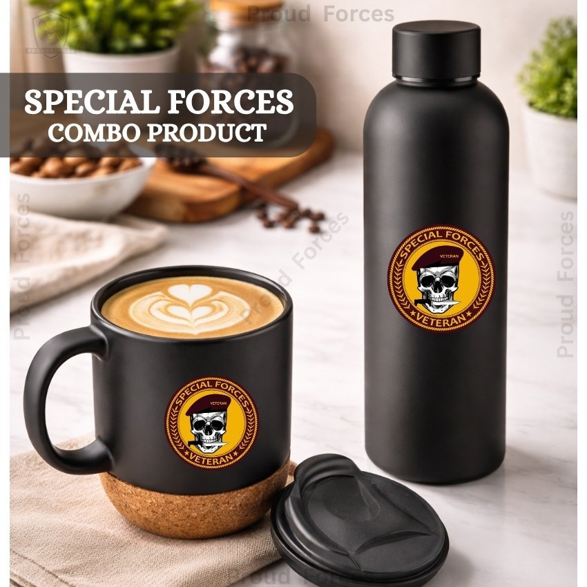 Special Forces Veteran Matte Finish Bottle & Coffee Mug Combo Set