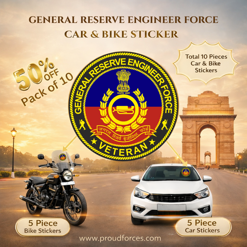 Premium Quality General Reserve Engineer Force (GREF) Veteran Car & Bike Stickers