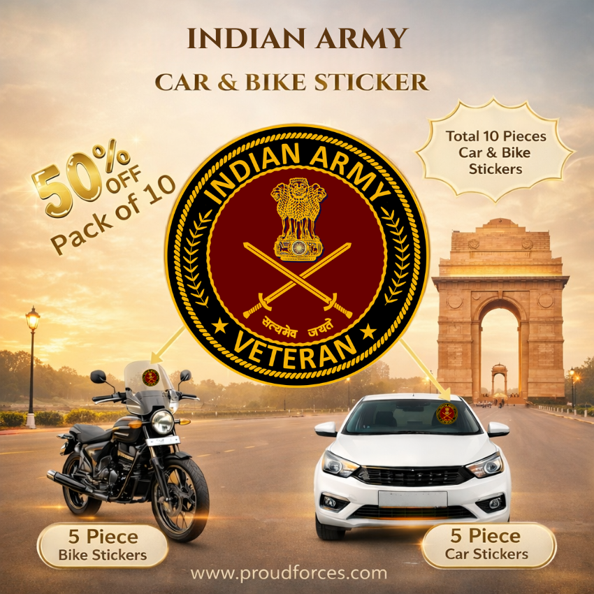 Indian Army Veteran Pure Cotton Cap, Stickers, Patch & Pin Combo Pack