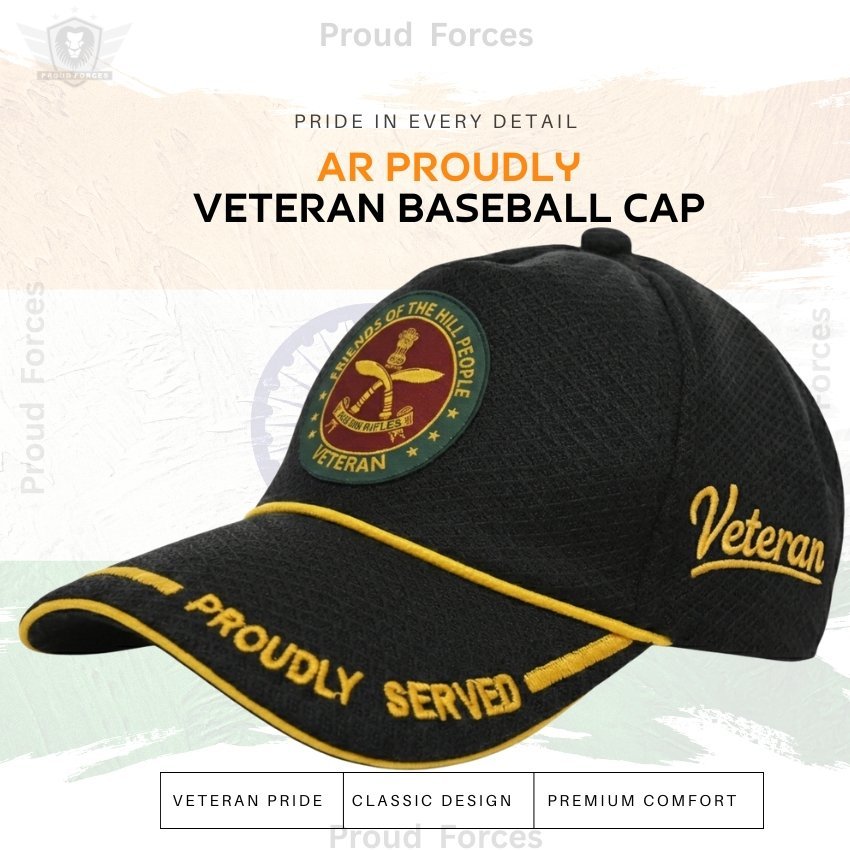 AR Proudly Veteran Baseball Cap (Black Color) - Premium Quality