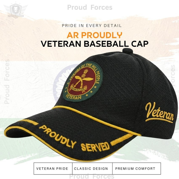 AR Proudly Veteran Baseball Cap (Black Color) - Premium Quality