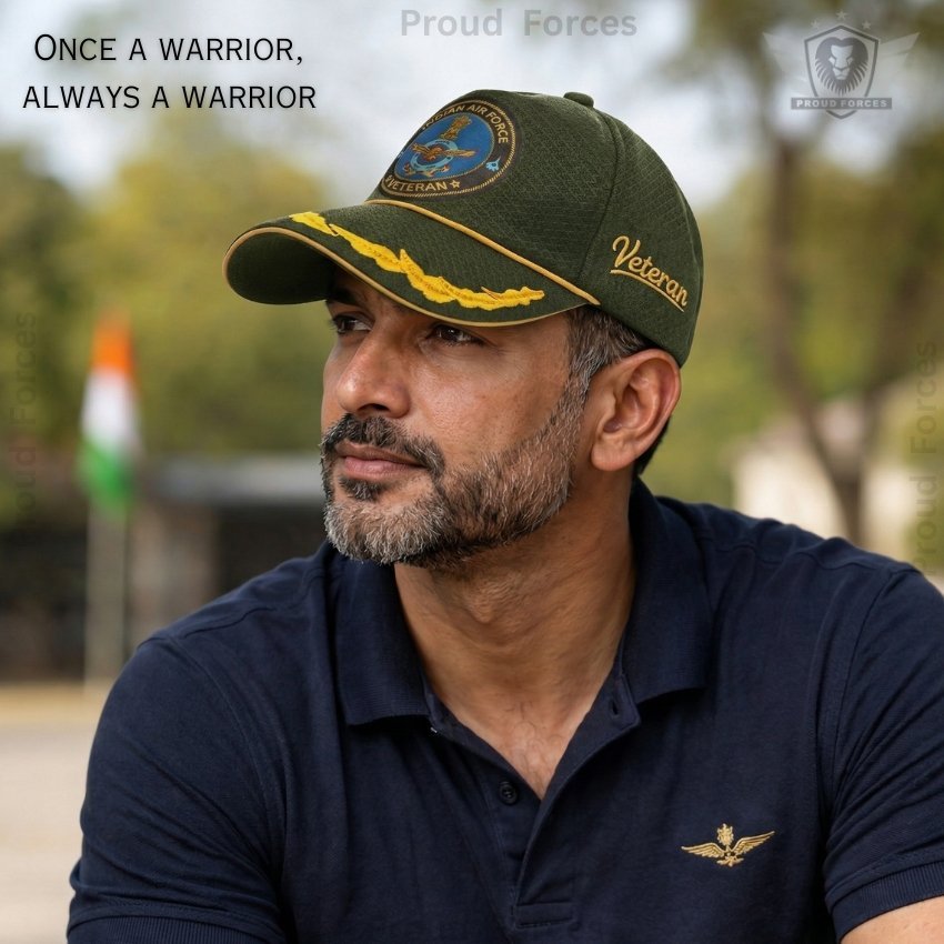 Indian Air Force Officers’ Veteran Baseball Cap (Olive Green Color) - Premium Quality