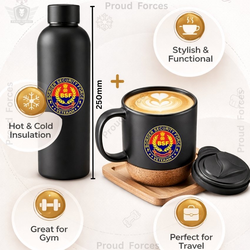 BSF Veteran Matte Finish Bottle & Coffee Mug Combo Set