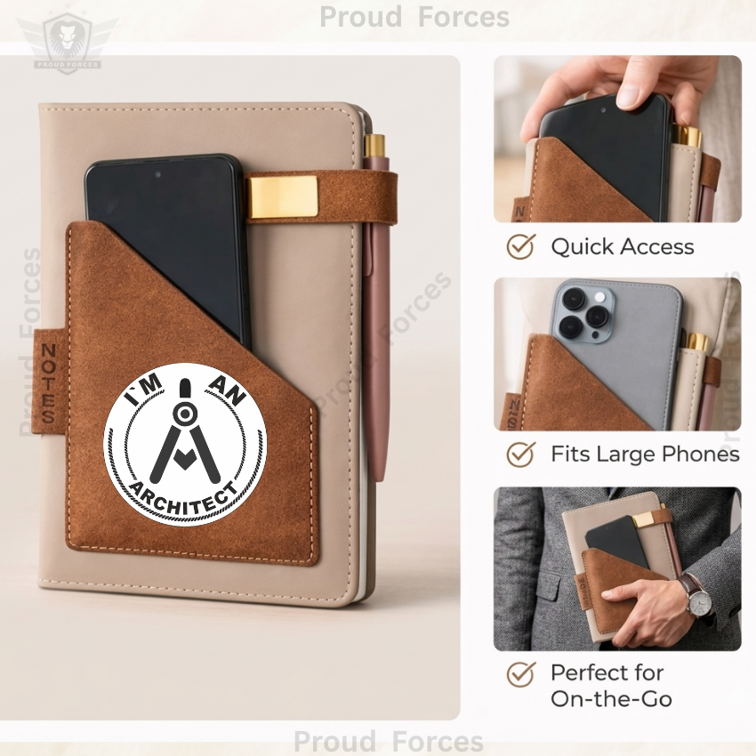 Architect Office Notebook with Phone & Pen Holder