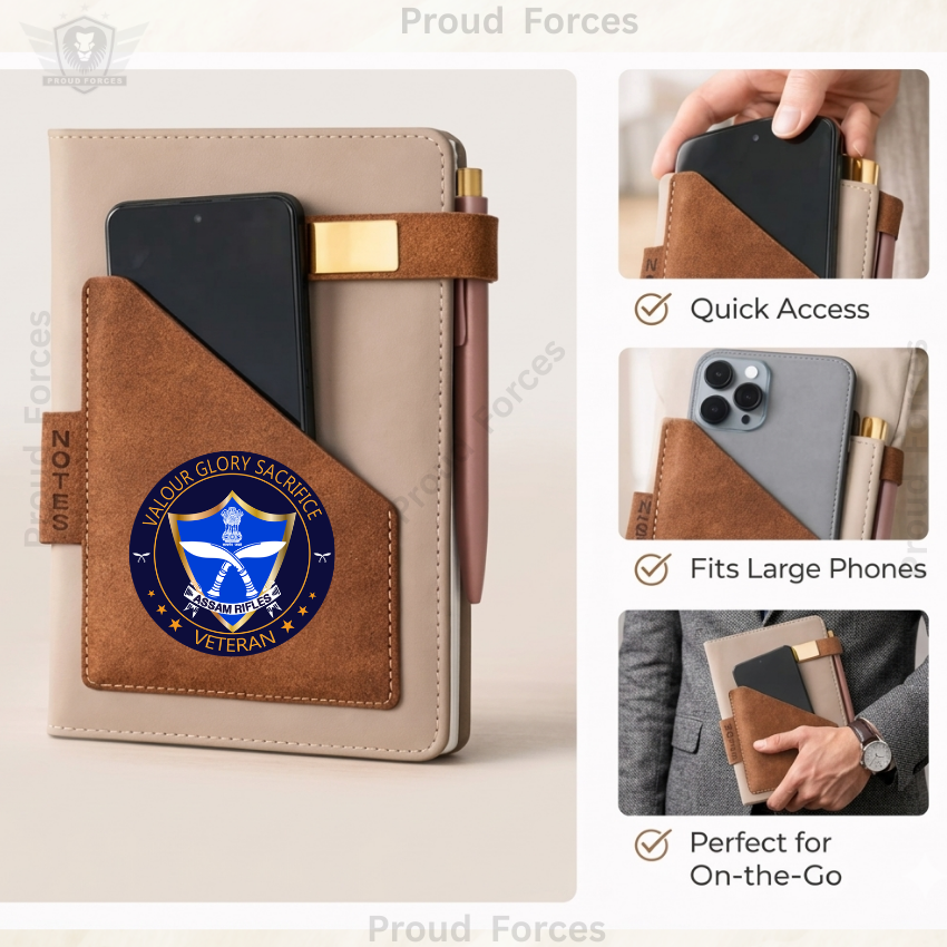 Assam Rifles Veteran Office Notebook with Phone & Pen Holder