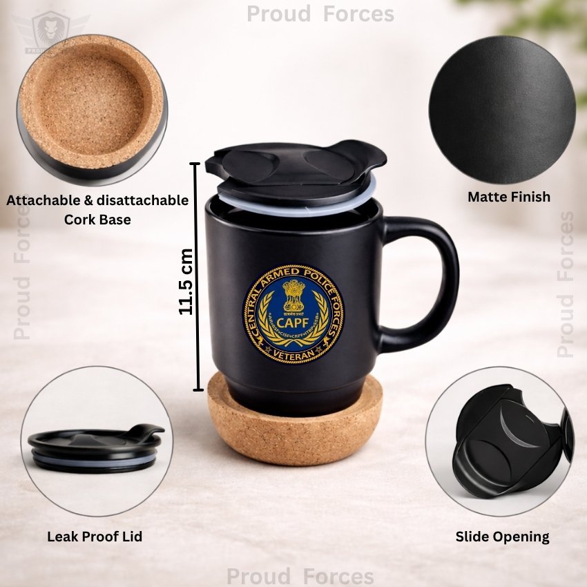 CAPF Veteran Matte Finish Coffee Mug with Cork Base