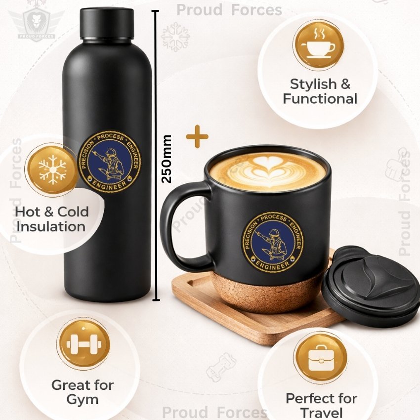 Engineer Matte Finish Bottle & Coffee Mug Combo Set