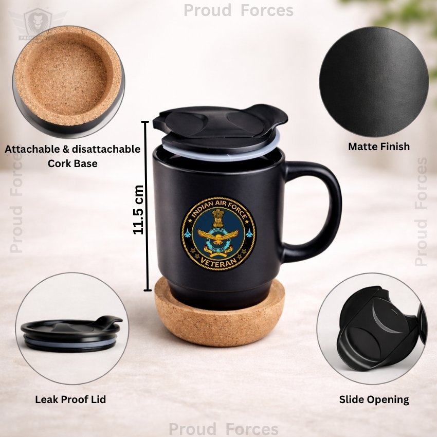 Indian Air Force Veteran Matte Finish Coffee Mug with Cork Base