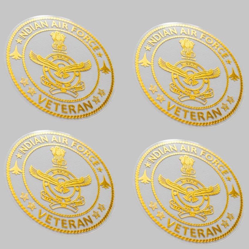 Air Force Veteran 24K Gold Plated Metal Sticker (Premium Quality) – Pack of 4.