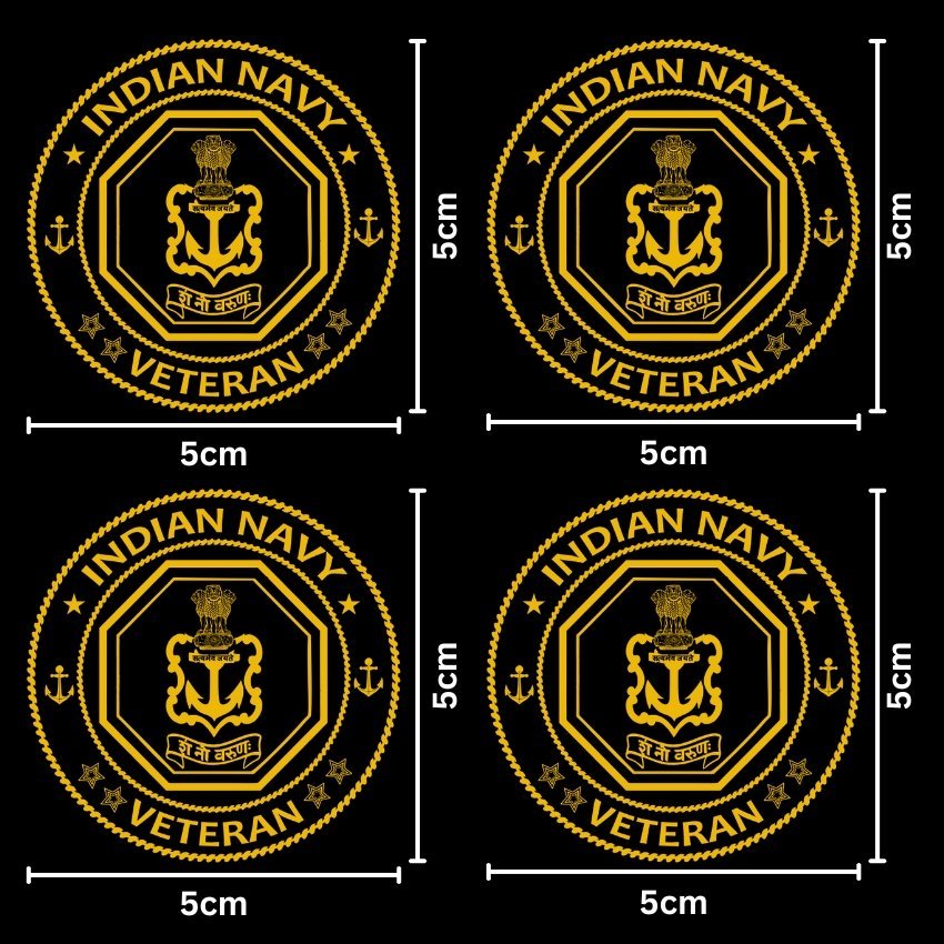 Navy Veteran 24K Gold Plated Metal Sticker (Premium Quality) – Pack of 4.
