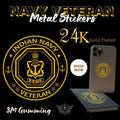 Navy Veteran 24K Gold Plated Metal Sticker (Premium Quality) – Pack of 4.