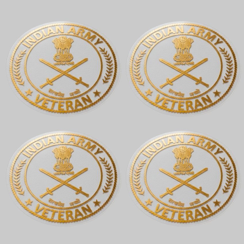 ARMY Veteran 24K Gold Plated Metal Sticker (Premium Quality) – Pack of 4