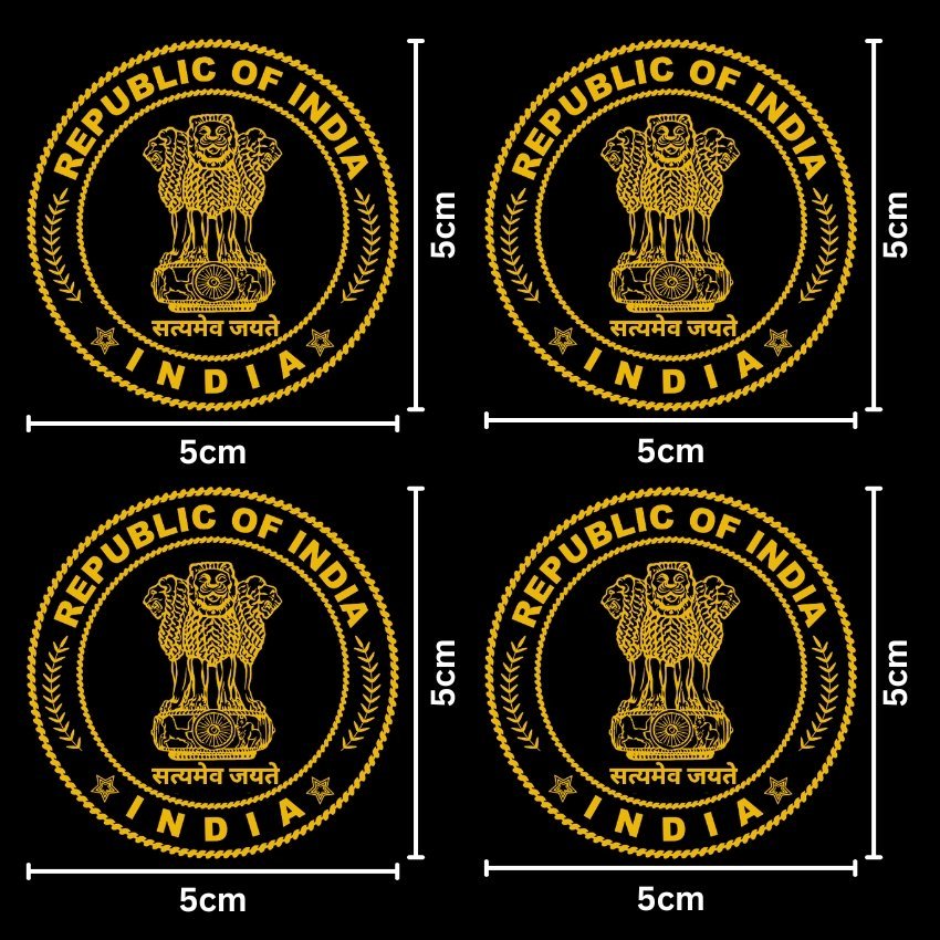 Republic of India 24K Gold Plated Metal Sticker (Premium Quality) – Pack of 4