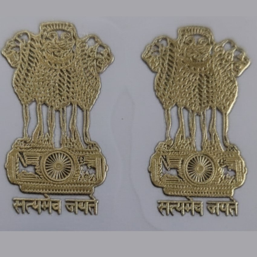 Premium Quality 24K Gold Plated Ashoka Emblem Metal Stickers – Pack of 24