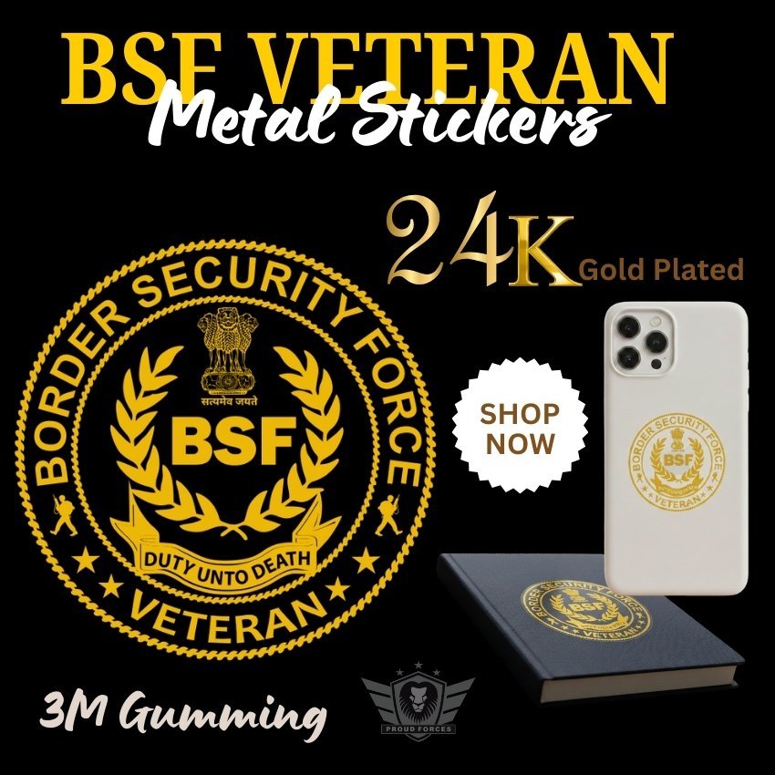 BSF Veteran 24K Gold Plated Metal Sticker (Premium Quality) – Pack of 4