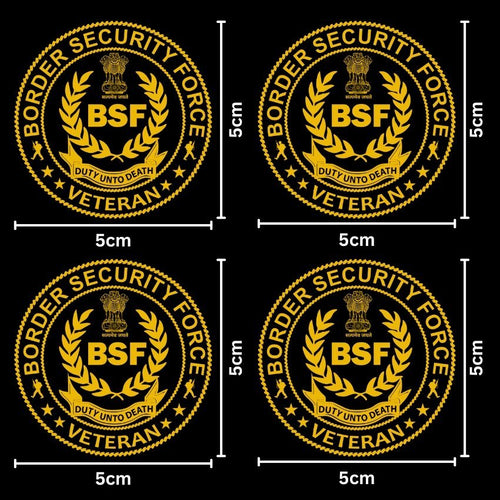 BSF Veteran 24K Gold Plated Metal Sticker (Premium Quality) – Pack of 4