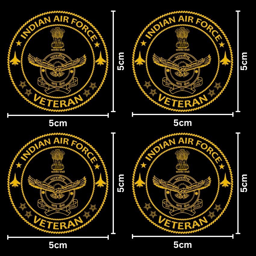Air Force Veteran 24K Gold Plated Metal Sticker (Premium Quality) – Pack of 4.