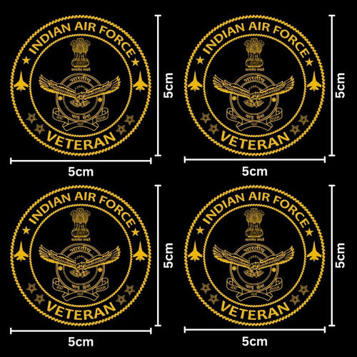 Air Force Veteran 24K Gold Plated Metal Sticker (Premium Quality) – Pack of 4.