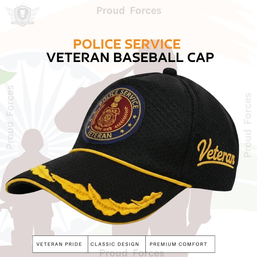 Police Service Officers’ (Black Color) Baseball Cap for Veterans - Premium Quality