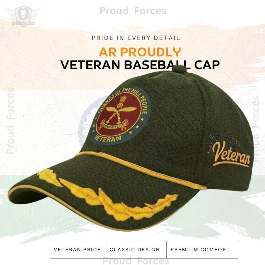 Assam Rifles (AR) Officers’ Veteran Baseball Cap (Olive Green Color) -Premium Quality