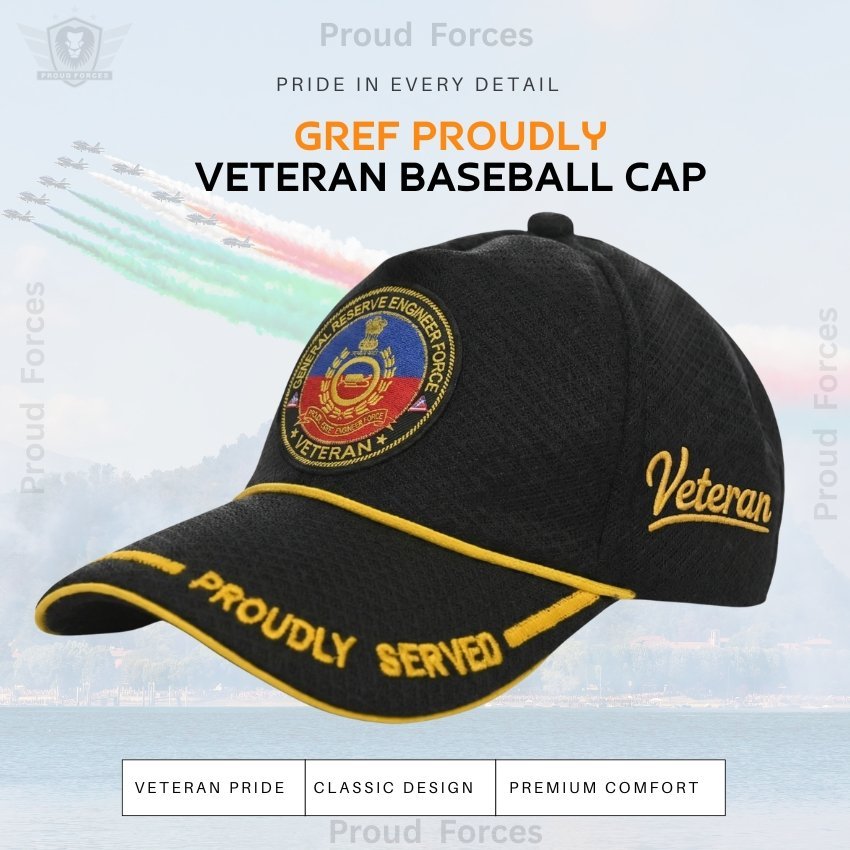 GREF Proudly Veteran Baseball Cap (Black Color) -Premium Quality