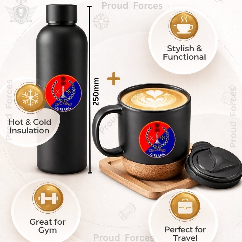 Rajasthan Police Veteran Matte Finish Bottle & Coffee Mug Combo Set