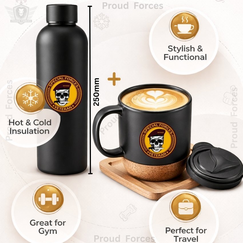 Special Forces Veteran Matte Finish Bottle & Coffee Mug Combo Set