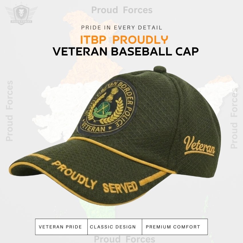ITBP Proudly Veteran Baseball Cap (Olive Green Color) - Premium Quality
