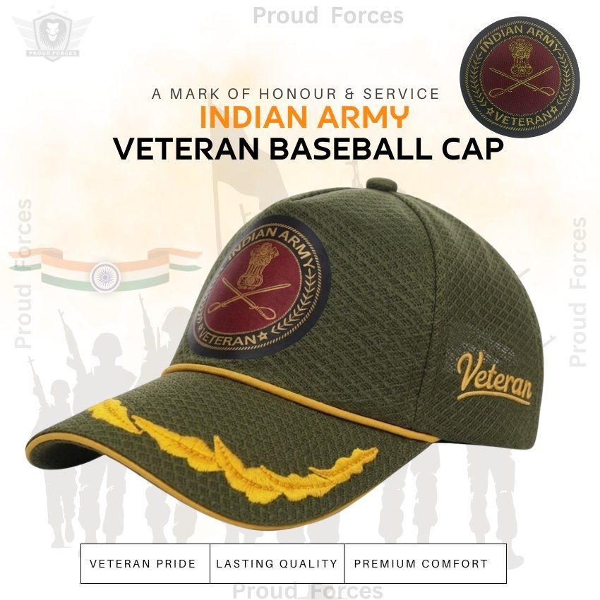 Army Officers’ Veteran Baseball Cap (Olive Green Color)- Premium Quality