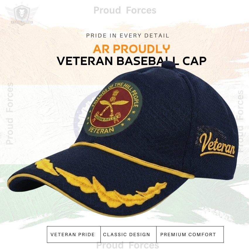 Assam Rifles (AR) Officers’ Veteran Baseball Cap (Blue Color) - Premium Quality
