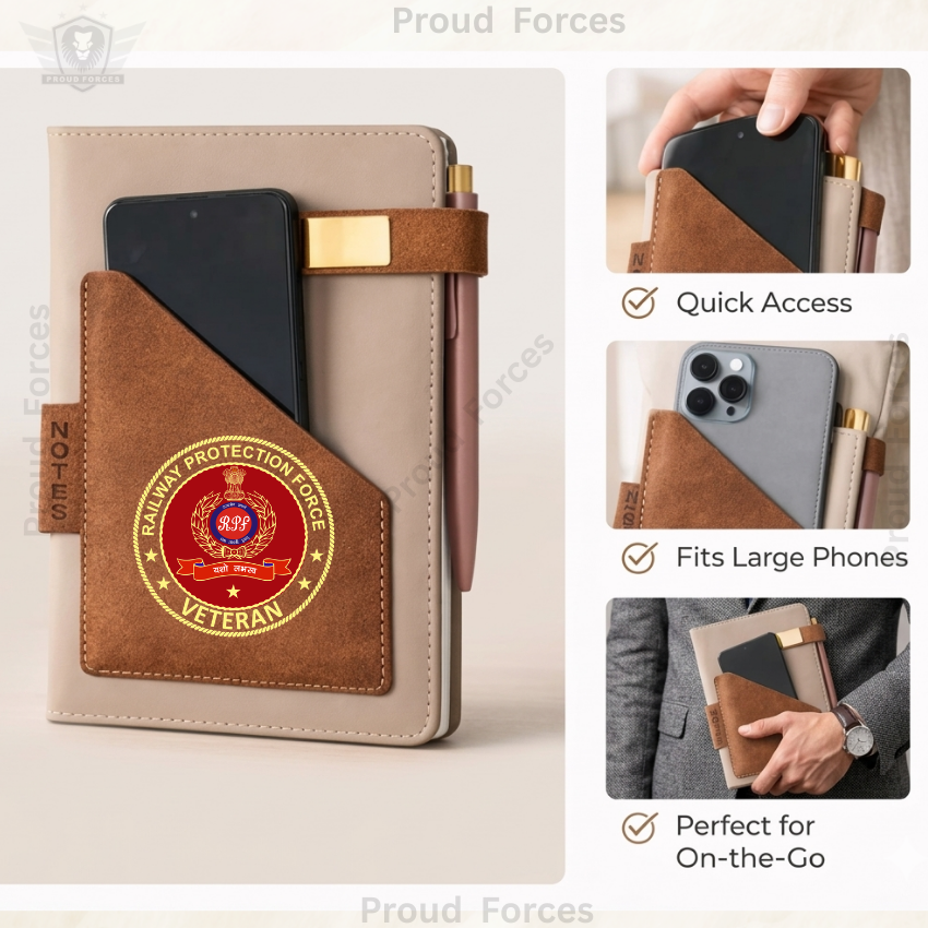 Railway Protection Force Veteran Office Notebook with Phone & Pen Holder