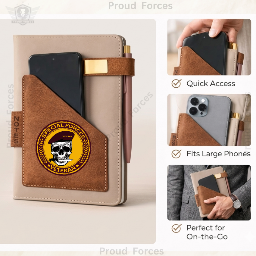 Special Forces Veteran Office Notebook with Phone & Pen Holder