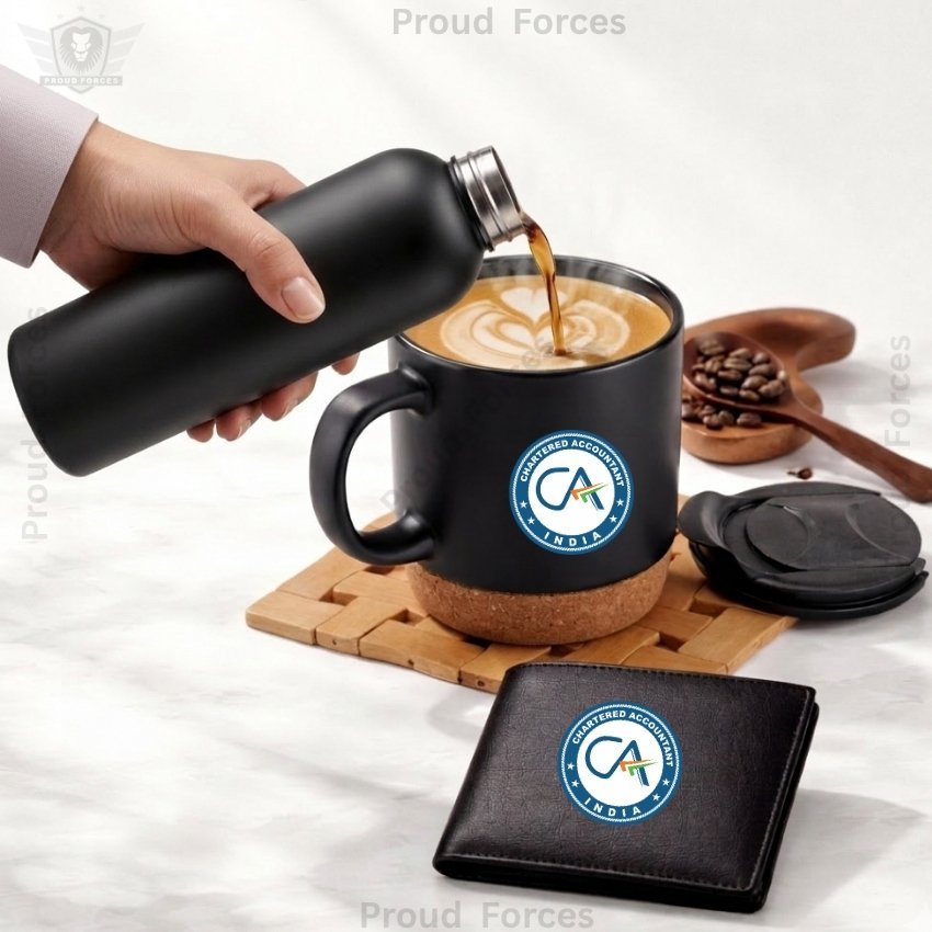Chartered Accountant Premium Combo Pack of 3 – Bottle, Coffee Mug & Leather Wallet