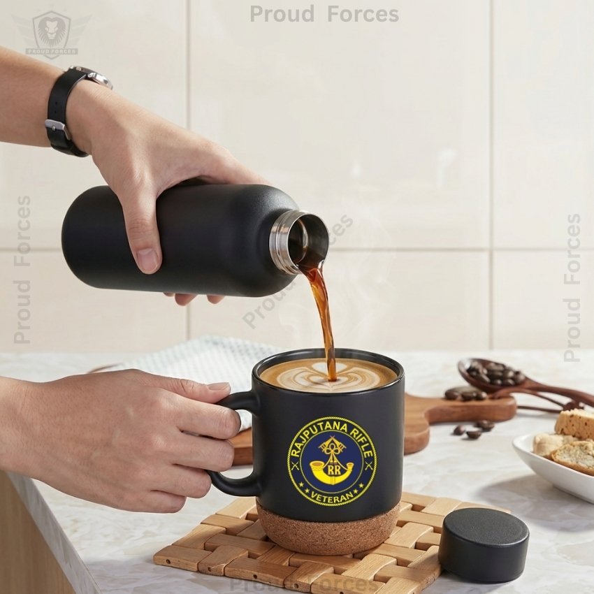 Rajputana Rifle Veteran Matte Finish Bottle & Coffee Mug Combo Set