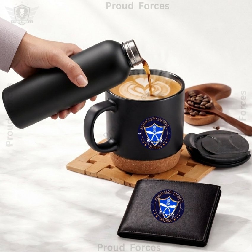Assam Rifles Veteran Premium Combo Pack of 3 – Bottle, Coffee Mug & Leather Wallet