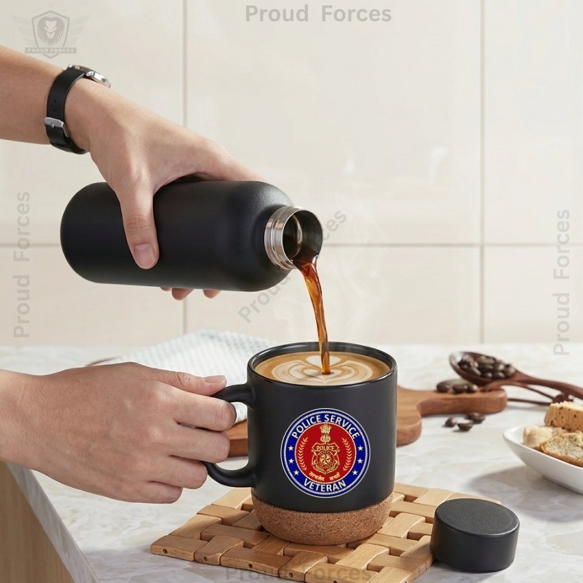 Police Service Veteran Matte Finish Bottle & Coffee Mug Combo Set