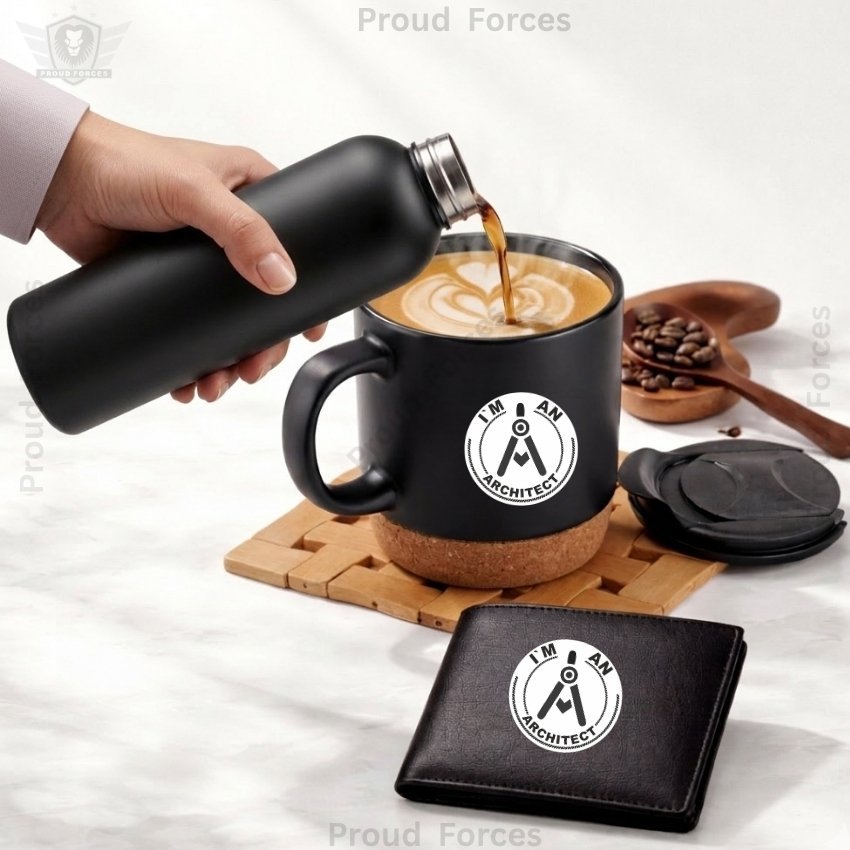 Architect Premium Combo Pack of 3 – Bottle, Coffee Mug & Leather Wallet