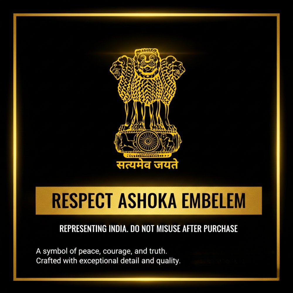 Premium Quality 24K Gold Plated Ashoka Emblem Metal Stickers – Pack of 12