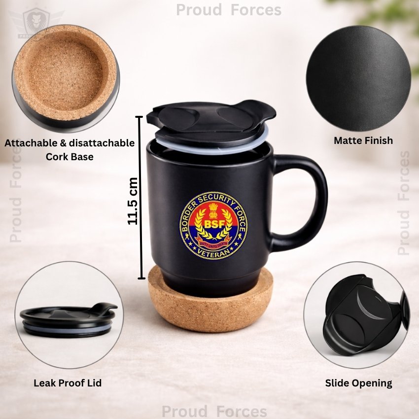 BSF Veteran Matte Finish Coffee Mug with Cork Base