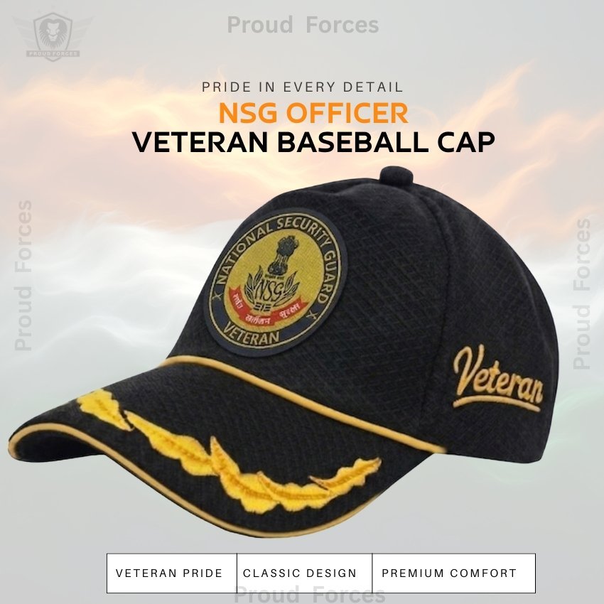 NSG Officer Veteran Baseball Cap (Black Color)- Premium Quality