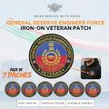Premium Quality General Reserve Engineer Force Veteran Iron-On Woven & Embroidered Patches for Apparel (Pack of 7)