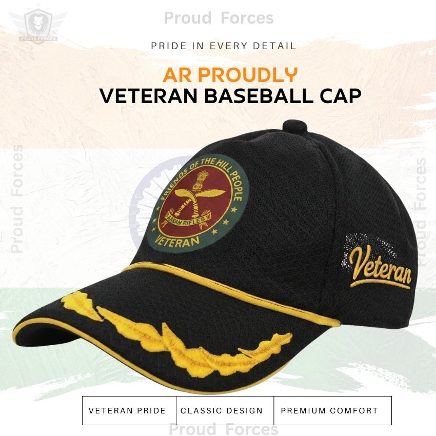 Assam Rifles (AR) Officers’ Veteran Baseball Cap (Black Color)- Premium Quality
