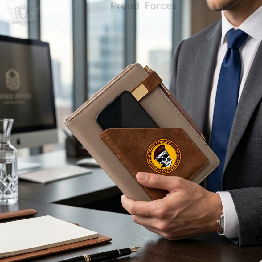 Special Forces Veteran Office Notebook with Phone & Pen Holder