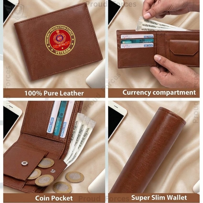 RPF (Railway Protection Force) Veteran Brown Leather Wallet for Men (Premium Classic Edition)